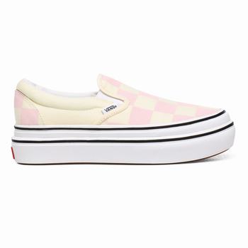 Damske Slip On Tenisky Vans Big Classics Checker Super ComfyCush Biele VA26XHTML